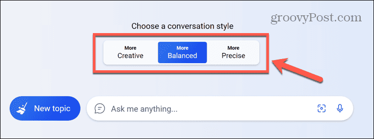 style de conversation de chat bing