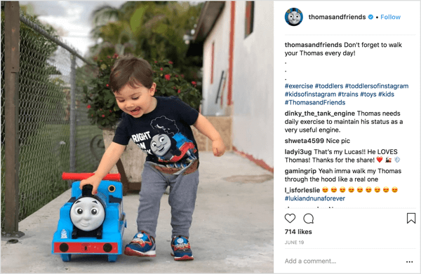 Thomas & Friends partage des photos soumises par des parents d'enfants utilisant les produits de la marque.