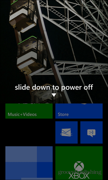 Côté vers le bas pour éteindre Windows Phone 8