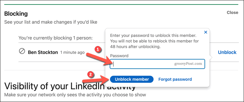 Confirmer le déblocage d'un utilisateur sur LinkedIn