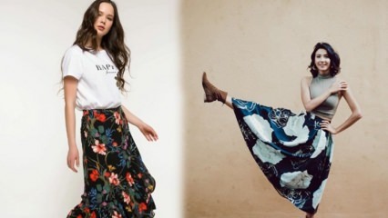 Modèles de jupe à motif floral de la saison d'automne 2019 d'Aybüke Pusat