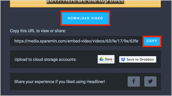 Téléchargez le fichier d'audiogramme au format MP4 (fichier vidéo) et obtenez un lien pour le partager. 