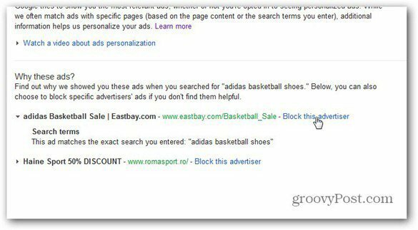 Google Ads Block Annonceur