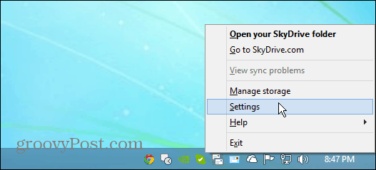 Paramètres SkyDrive
