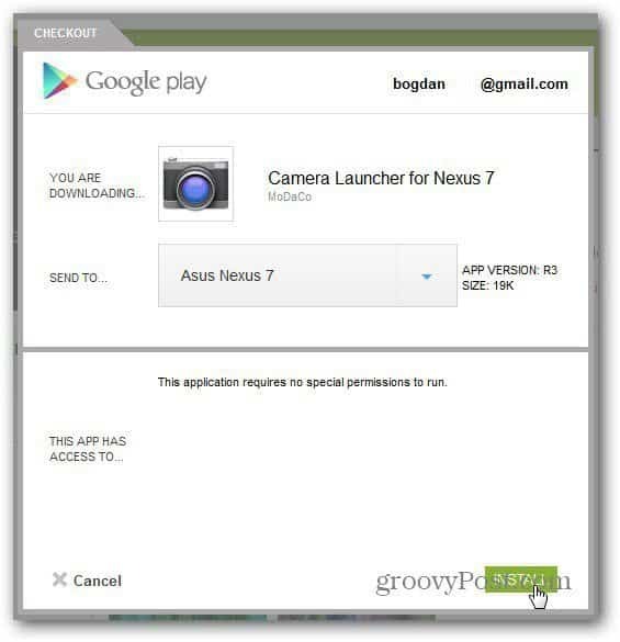 google nexus 7 installer la caméra