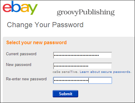 eBay modifier le mot de passe paramètres du compte informations personnelles mot de passe 2