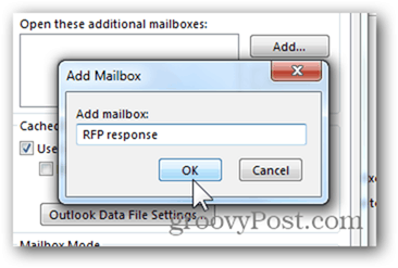 Ajouter une boîte aux lettres Outlook 2013 - Tapez le nom de la boîte aux lettres Cliquez sur OK