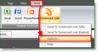 une fois installé, cliquez sur l'onglet d'envoi puis sur les options de capture d'écran