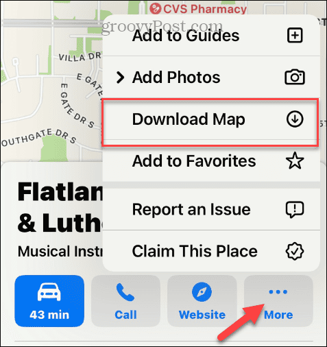 Téléchargez l'option Apple Map à partir du menu Plus