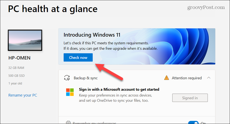 Vérification de l'état de Windows 11