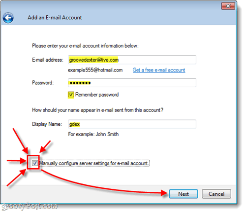 configurer manuellement votre hotmail dans Windows Live Mail