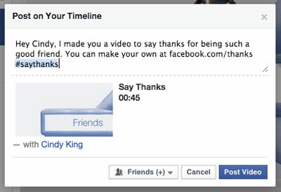 facebook merci post vidéo avec un tag ami