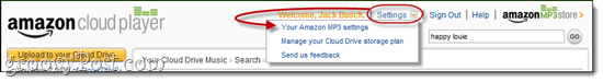 Paramètres d'Amazon Cloud Player