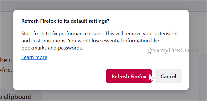 actualiser le bouton Firefox
