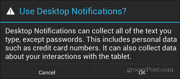 Notifications de bureau Android
