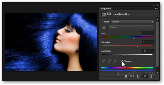 bleu cheveux couleur calque photoshop ajustement teinte saturation ajouter un effet tutoriel