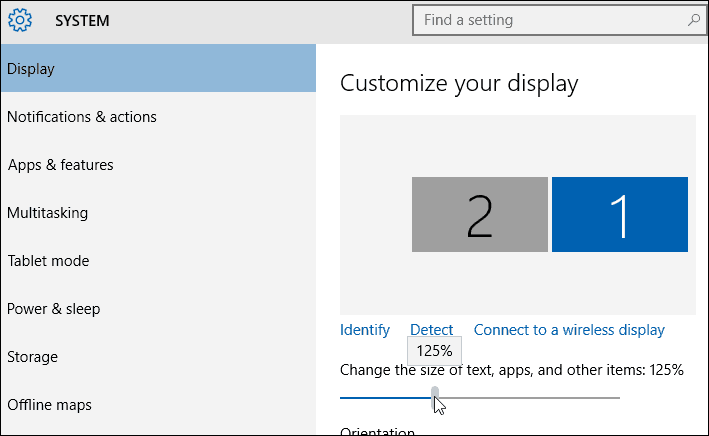 Paramètres de taille du texte Windows 10