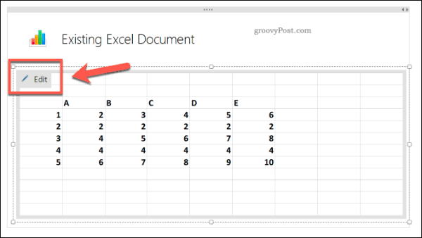 Modification d'une feuille de calcul Excel existante dans OneNote
