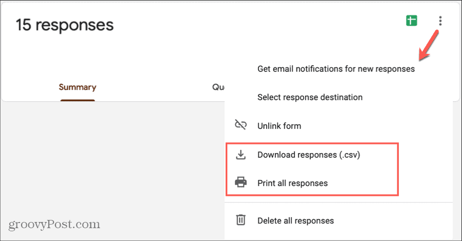 Réponses Google Forms Imprimer Télécharger