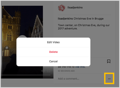 Appuyez sur le bouton à 3 points et sélectionnez Modifier la vidéo dans le menu contextuel.