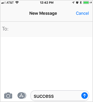 Ceci est une capture d'écran d'un message texte suivant. L'utilisateur a tapé le mot-clé «succès» pour déclencher une réponse d'un entonnoir de vente automatisé. Oli Billson utilise cette tactique dans son cadre d'entonnoir téléphonique.