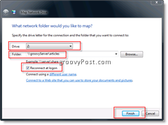 Mapper un lecteur réseau dans Windows Vista et Server 2008 à partir de l'Explorateur Windows