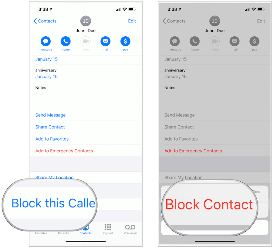 how to block a contact on iphone