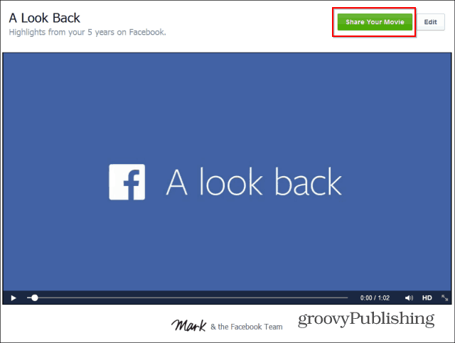 Facebook Look Back partager
