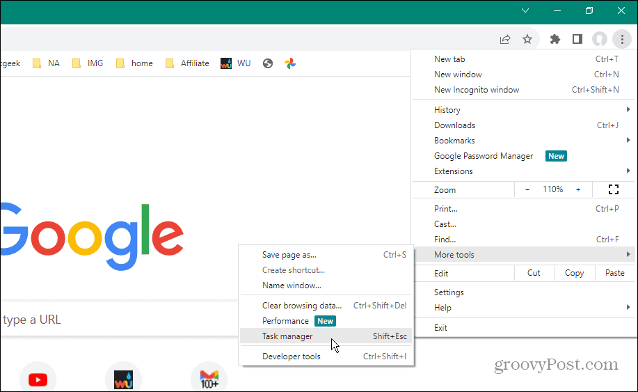 gestionnaire de tâches des outils Chrome 