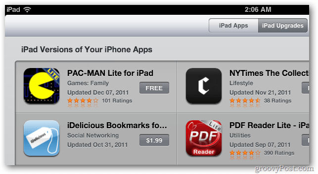 Versions iPad des applications iPhone