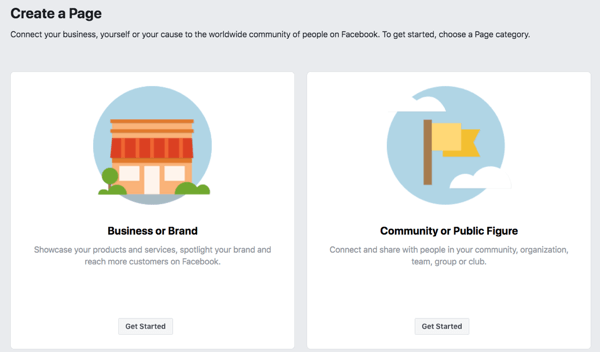 Étape 1 pour créer votre page d'entreprise Facebook.