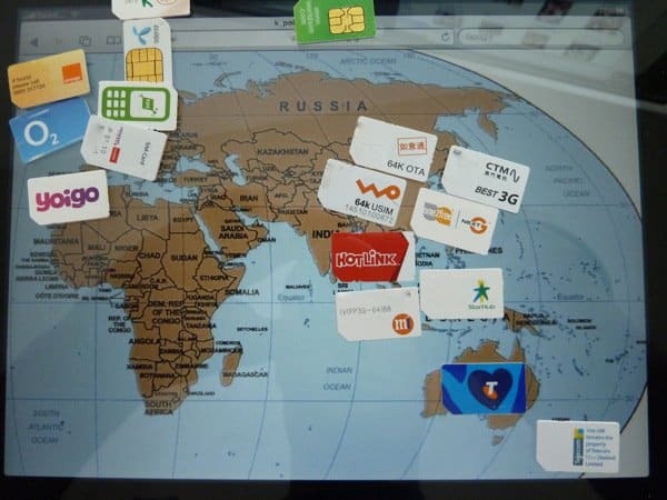 Carte du monde des cartes SIM