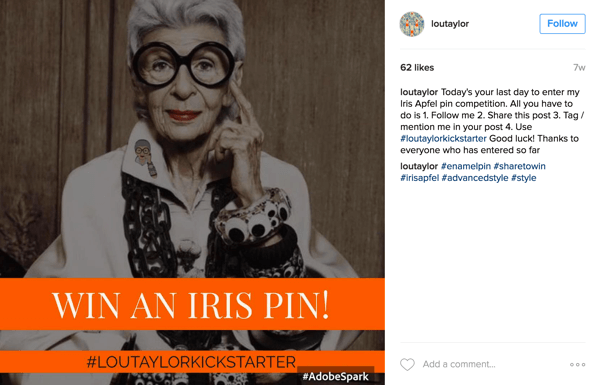 Pour un concours de hashtag Instagram, demandez aux utilisateurs de publier une photo avec le hashtag de votre campagne.