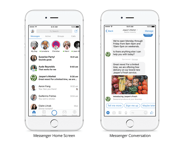 Facebook a annoncé que "dans les mois à venir" tous les annonceurs pourront envoyer des promotions pertinentes directement aux clients qui ont déjà communiqué avec une marque dans Messenger.