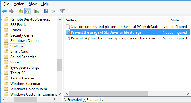 Comment masquer ou désactiver SkyDrive / OneDrive dans Windows 8.1