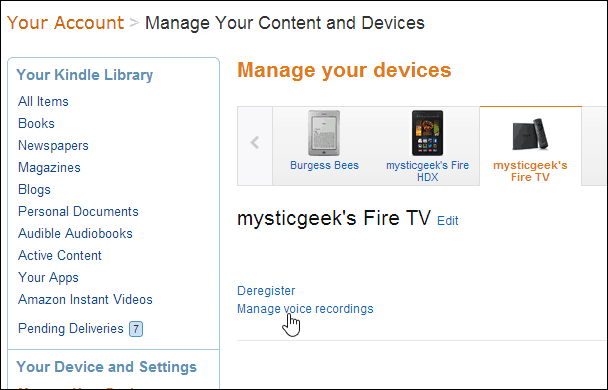 Supprimer les enregistrements vocaux à distance d'Amazon Fire TV