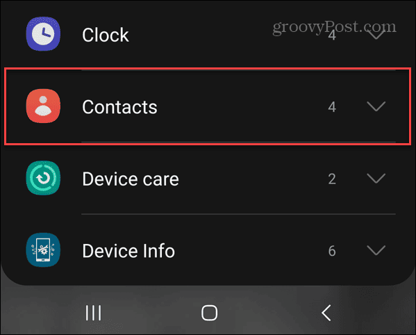 widget de contacts Android