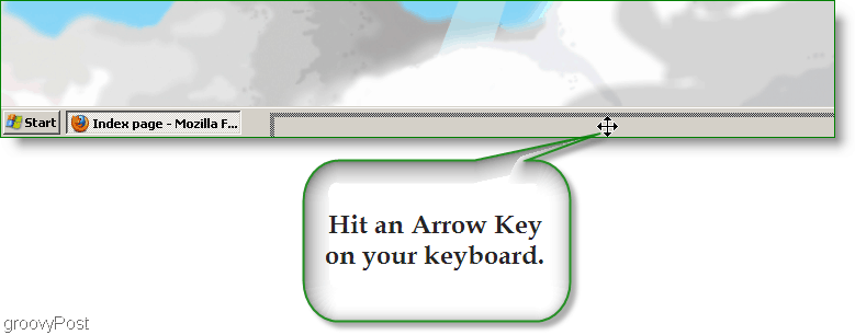 Capture d'écran de Windows XP - Appuyez sur la flèche pour trouver la fenêtre perdue