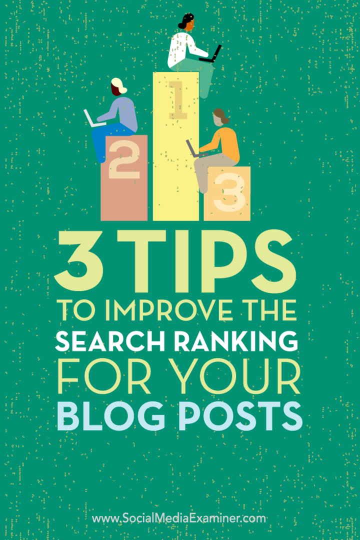 Conseils sur trois façons d'améliorer le classement de recherche de vos articles de blog.