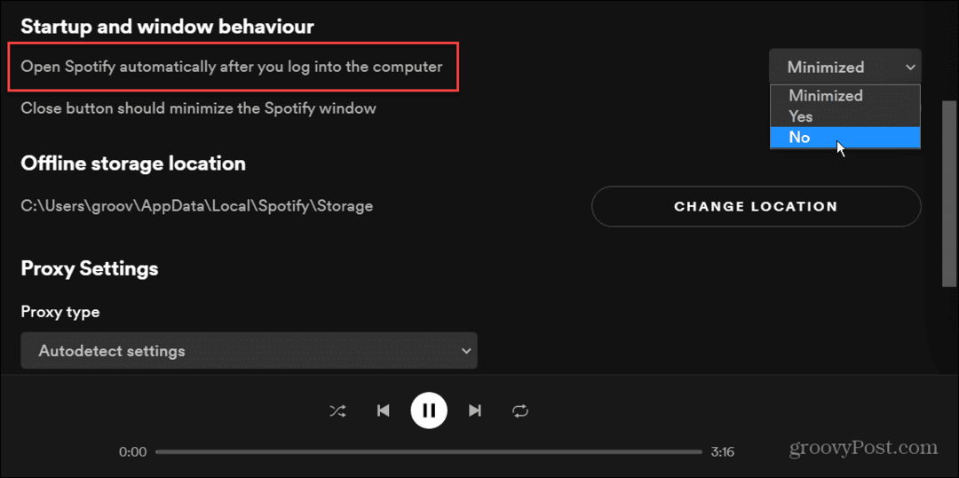 empêcher spotify de s'ouvrir au démarrage