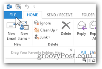 Ajouter une boîte aux lettres Outlook 2013 - Cliquez sur Fichier