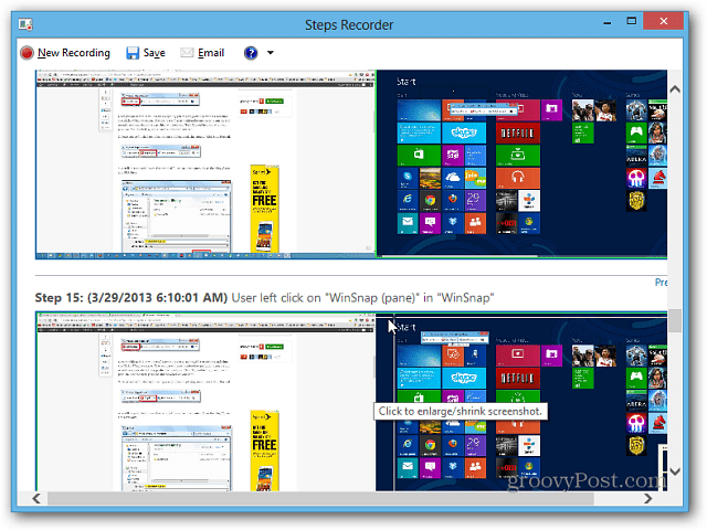 Utiliser l'enregistreur d'étapes dans Windows 8.1 pour résoudre les problèmes de PC
