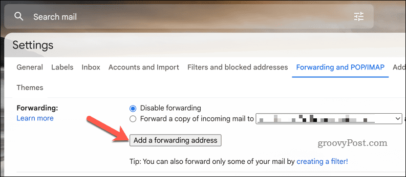 Ajouter une adresse de transfert Gmail