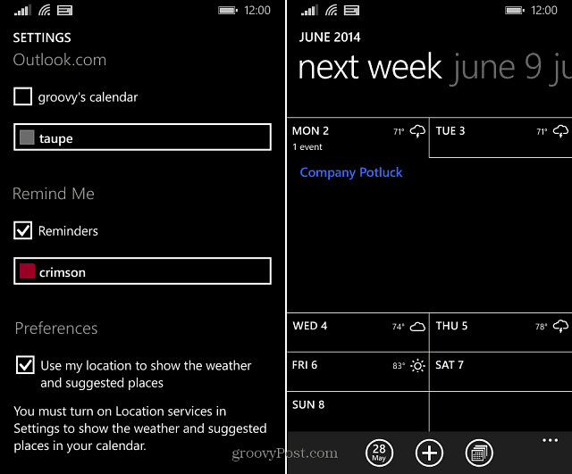 Conseil Windows Phone 8.1: affichez directement la météo dans le calendrier