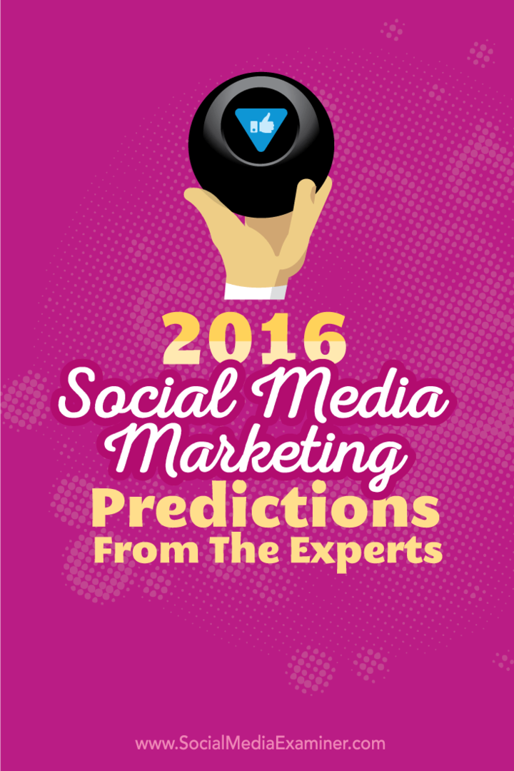 2016 Prédictions de marketing des médias sociaux des experts: examinateur des médias sociaux