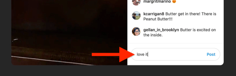 xscreenshot exemple d'un instagram en direct avec la zone de commentaire mise en surbrillance et remplie par un spectateur disant `` j'aime ça ''