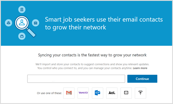 L'outil LinkedIn pour synchroniser vos contacts de messagerie avec votre compte LinkedIn