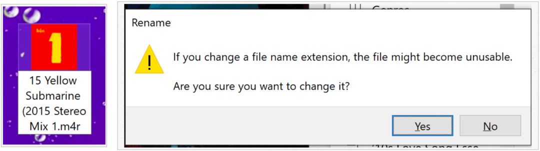 Windows confirme le changement d'extension de fichier
