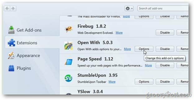 Examen de l'extension Open-With Firefox