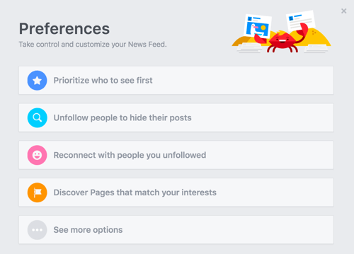 personnaliser les préférences du fil d'actualité facebook
